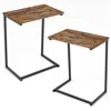Hivvago C-shaped Industrial End Table With Metal Frame