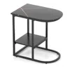 Hivvago C-shaped Modern Sofa Side Table With Faux Marble Tabletop And Storage Shelf
