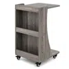 Hivvago C-shaped Rolling End Side With Back Storage Shelves Beside Sofa-gray