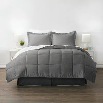 Hivvago Ca King Size 8-piece Microfiber Reversible Bed-in-a-bag Comforter Set In Grey