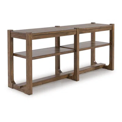 Hivvago Cabal Sofa Table, Open Shelf, Light Brown Wood, Rectangular 65 Inch