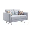 Hivvago Caden 54 Inch Modern Loveseat With Side Pocket And 2 Pillows, Light Gray In Gray