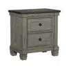 Hivvago Cadie 29 Inch Nightstand, 2 Drawers, Coffee Brown, Antique Gray Wood