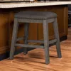 Hivvago Caity Counter Height Stool Set Of 2, Gray Wood Frame, Cushioned Seat