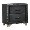 Hivvago Cale 26 Inch Modern Glam Wood Nightstand, Nailhead, Gray Velvet Upholstered In Gray