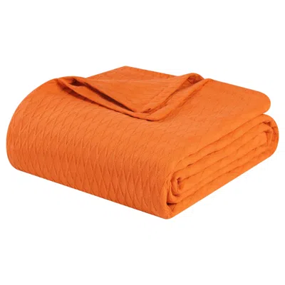 Hivvago California King Burnt Orange Cotton Woven Geometric Blanket