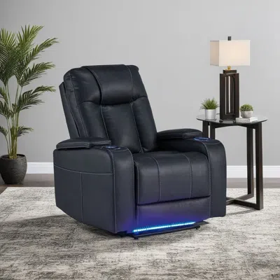 Hivvago Callum Power Recliner Chair, Adjustable Headrest, Black Faux Leather