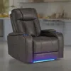 Hivvago Callum Power Recliner Chair, Adjustable Headrest, Gray Faux Leather In Black