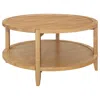 Hivvago Camilia Coffee Table, 1 Shelf, Round Maple Brown Solid Wood, 36 Inch In Brown