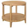Hivvago Camilia Side End Table, 23 Inch Round Top, 1 Shelf, Natural Brown In Brown