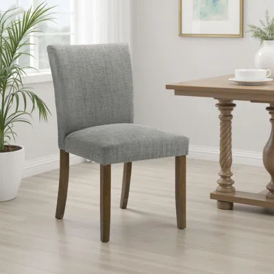 Hivvago Cana Dining Chair Set Of 2, Gray Fabric Foam Cushion, Brown Wood Legs
