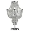 Hivvago Cara 27 Inch Table Lamp, Hanging Drop Design, Crystal And Metal, Chrome In Silver