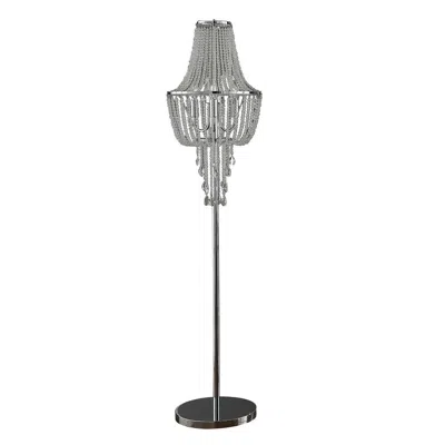 Hivvago Cara 62 Inch Floor Lamp, Hanging Drop Design, Crystal And Metal, Chrome