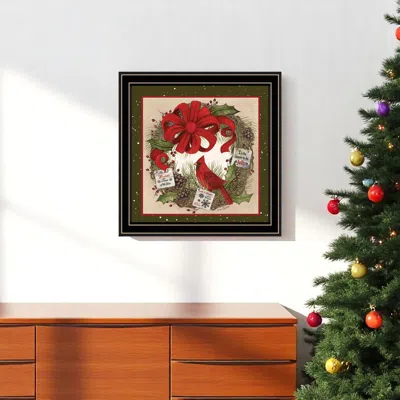 Hivvago Cardinal Wreath Black Framed Wall Art In Multi