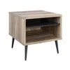 Hivvago Carly 22 Inch Side End Table, Tapered Legs, 1 Shelf, Light Brown And Gray
