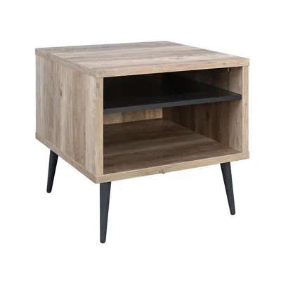 Hivvago Carly 22 Inch Side End Table, Tapered Legs, 1 Shelf, Light Brown And Gray