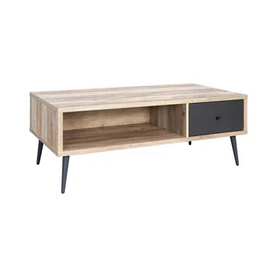 Hivvago Carly 47 Inch Coffee Table, Tapered Legs, 1 Drawer, Light Brown And Gray In Neutral