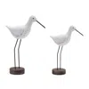 Hivvago Carved Wood Sea Bird With Metal Stand (set Of 2) In White