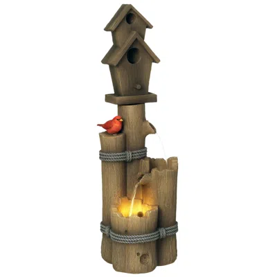 Hivvago Cascading Tree Trunk Garden Fountain & Bird Bath