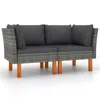 Hivvago Casey 2pc Modular Outdoor Corner Loveseat, Gray Rattan Fabric Cushions In Black