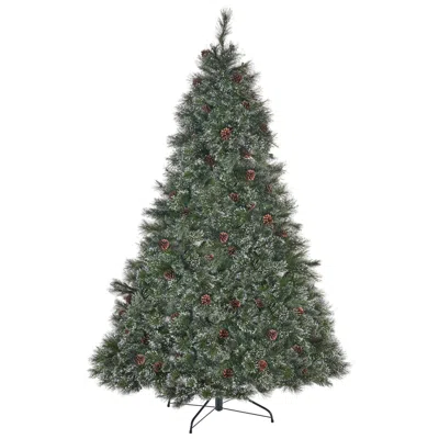 Hivvago Cashmere And Snow Bristle Mixed Christmas Tree With Pine Cones And Clear Lights In Green