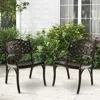 Hivvago Cast Aluminum Patio Chairs Set Of 2 Dining Chairs With Armrests Diamond Pattern-bronze