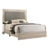 Hivvago Cato Upholstered Queen Size Bed, Chevron Tufted Gray Headboard, Cream In Neutral