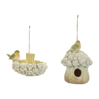 Hivvago Cauliflower Birdhouse And Hanging Birdbath (set Of 2) In Multi