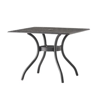 Hivvago Cay Outdoor Dining Table, 40 Inch Square Top, Black Lattice Metal Design