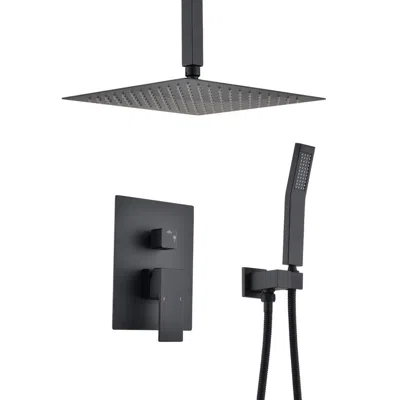 Hivvago Ceiling Mount Shower System Handheld 16 Inch Head In Black
