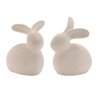 Hivvago Ceramic Bunny Figurines (set Of 4) In Neutral