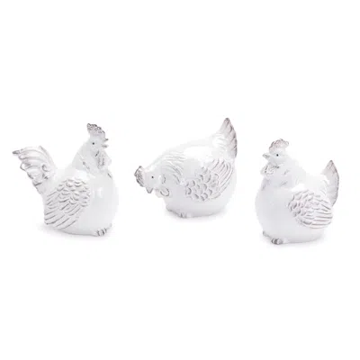 Hivvago Ceramic Chicken Decor (set Of 6) In White