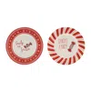Hivvago Ceramic Santa Candy Plate (set Of 4) In Red