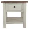 Hivvago Chair Side End Table With 1 Cabinet And Pull Out Tray, White And Brown In Gray