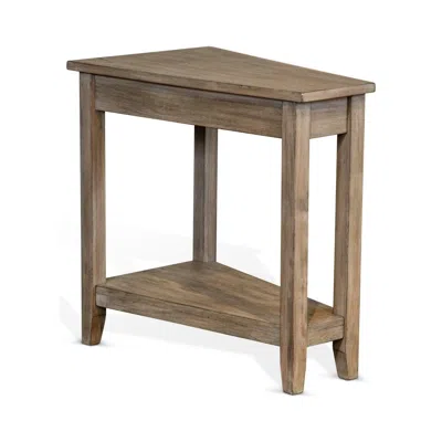 Hivvago Chairside End Table With Shelf, 24 Inch Angled Light Brown Mahogany