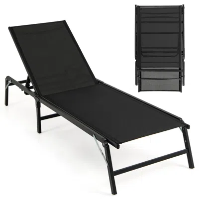Hivvago Chaise Lounge Chair Set Of 2 Foldable Patio Lounge Chairs-black