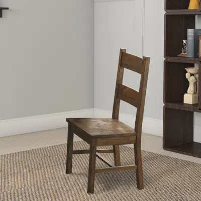 Hivvago Chambr Armless Wooden Dining Side Chair, Rustic Golden Brown, Set Of 2