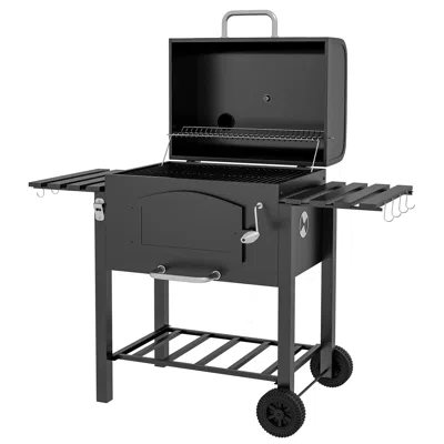 Hivvago Charcoal Bbq Grill With Adjustable Height And Folding Shelves