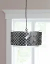 Hivvago Charcoal Black And White Drum Metal Dimmable Chandelier With Black Shades In Black
