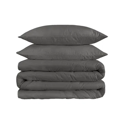 Hivvago Charcoal King Cotton Blend 1200 Thread Count Washable Duvet Cover Set In Gray