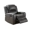 Hivvago Charles Manual Recliner Chair, Smoke Gray Faux Leather, Solid Wood In Black