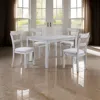 Hivvago Charlotte 5 Piece Dining Table And Chairs Set, Wood, Farmhouse, White