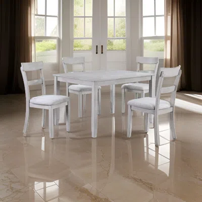 Hivvago Charlotte 5 Piece Dining Table And Chairs Set, Wood, Farmhouse, White