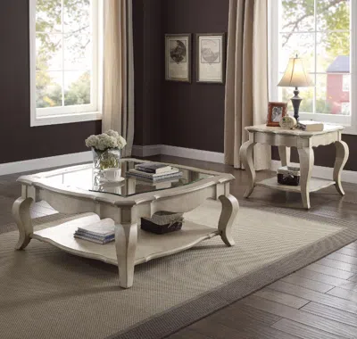 Hivvago Charming Coffee Table, Brown& Clear Glass In Gray