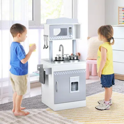 Hivvago Chef Pretend Kitchen Playset With Cooking Oven And Sink For Toddlers In Gray