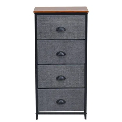 Hivvago Chest Storage Tower Side Table Display Storage With 4 Drawers-black In Gray