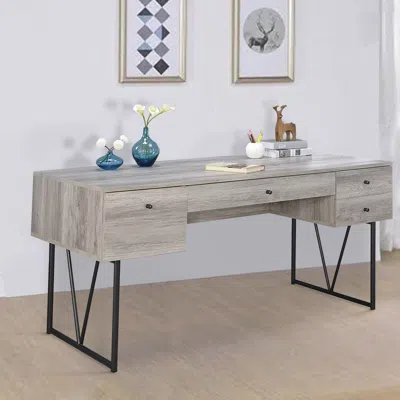 Hivvago Chic Atelier Writing Desk 4 Drawer, Driftwood Gray