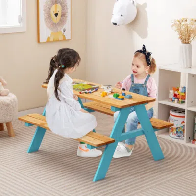 Hivvago Children Outdoor Wooden Table With Bench Seats For Indoor And Outdoor Use-natural In Neutral