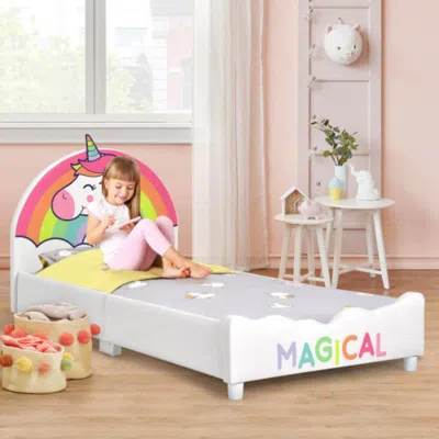 Hivvago Children Twin Size Upholstered Platform Single Bed