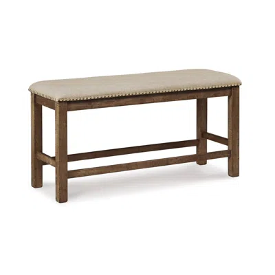 Hivvago Chip Counter Height Bench, Nailhead Trim And Footrest, Nutmeg Wood